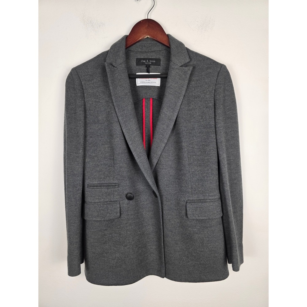 Rag & Bone Takisada Osaka Superfine Japanese Knit Wool Blazer Jacket Gray Size 0
